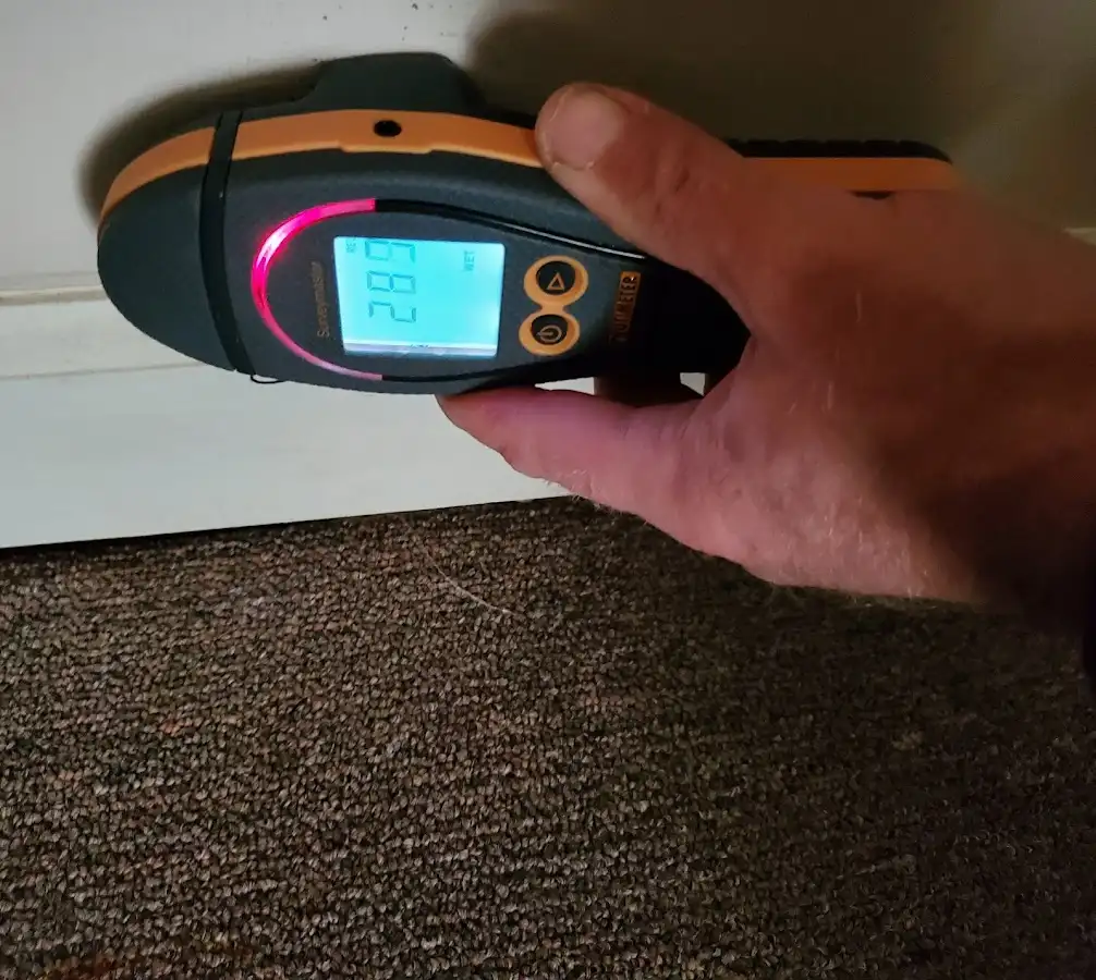 Moisture detection at baseboard during Mold Inspection & Testing in Westerly